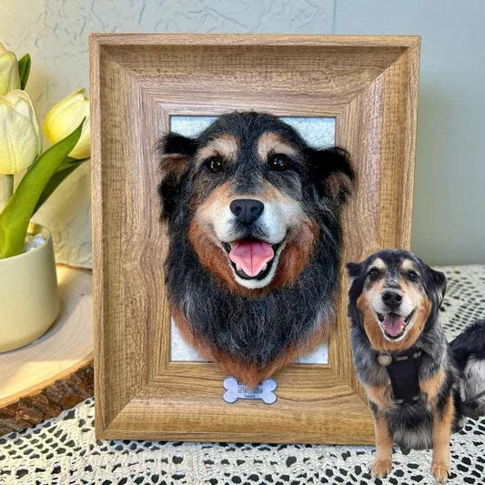 Custom Pet Portrait, Felted Pet Portrait, Custom Felted Pet portrait,Handmade pet portrait,Pet Memorial Frame,Pet Memorials,Pet Loss Gift - Custom Pet Memories