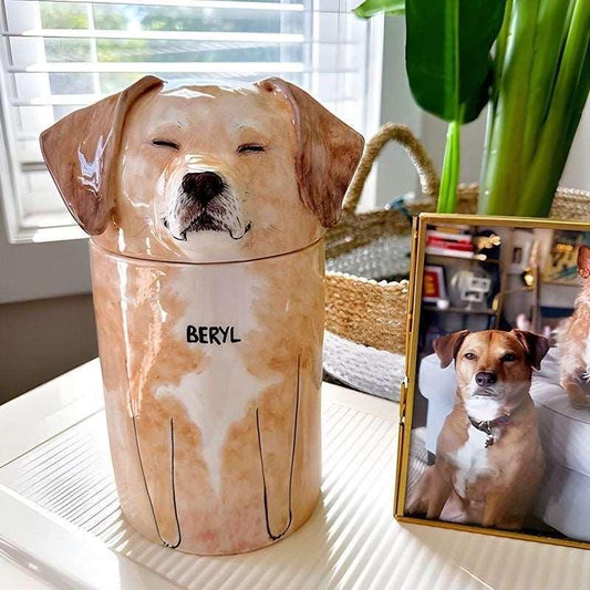 Custom Painting Urn, Personalized Pet Urn with Semi-spherical cover, Custom Painting Urn, Special Memory. Pet Loss gifts - Custom Pet Memories